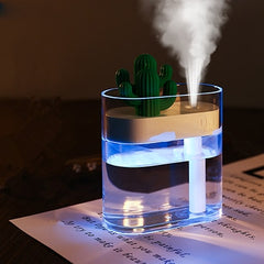160ML Ultrasonic Air Humidifier Clear Cactus Color Light