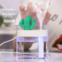 160ML Ultrasonic Air Humidifier Clear Cactus Color Light